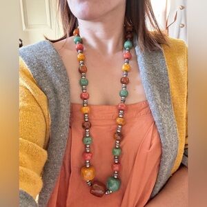 vintage tribal beaded necklace with various stones